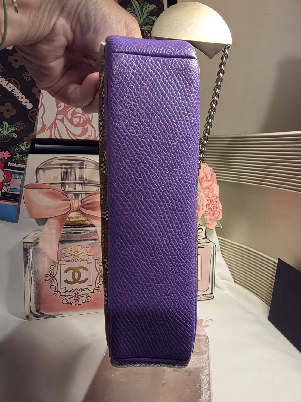 🔥LOW START🔥Coach Signature Canvas Wristlet with Purple Trim - Picture 10 of 10